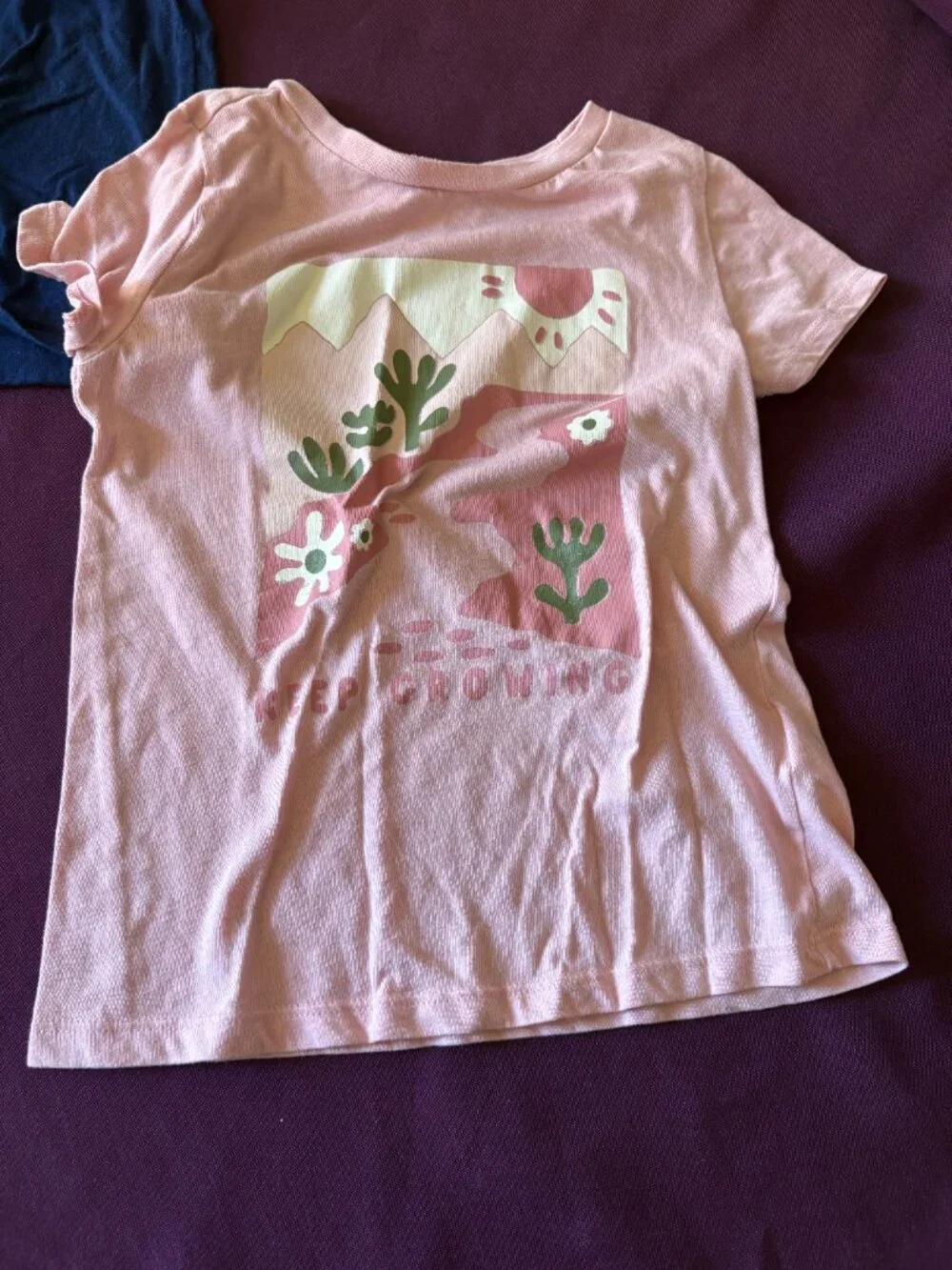 Carter's Kids Girls Shirt Bundle Size 6 6X Pink Purple Navy Flutter Sleeve Graph